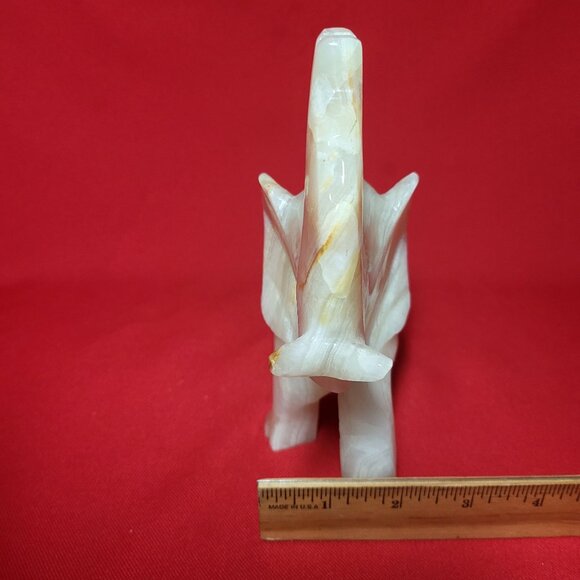 Vintage Onyx Carved Elephant Raised Trunk Sculpture Figurine - Picture 6 of 12